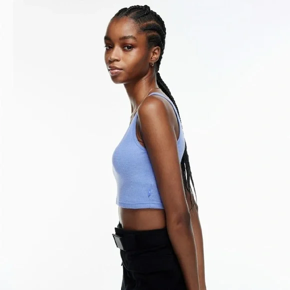 BNWT Aritzia Tna Waffle Notch Crop Tank, Petal Purple, Size Large - Picture 7 of 8